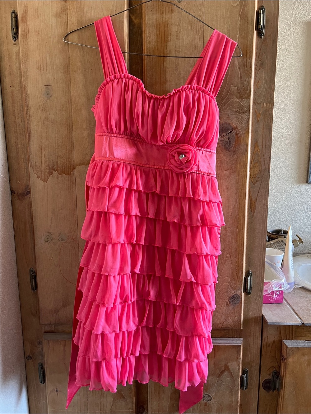 My Michelle Hot Pink Ruffled Tiered Dress
